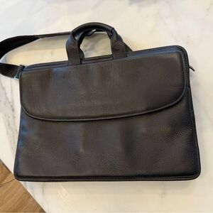 Sophisticated Black Leather Briefcase Laptop Bag